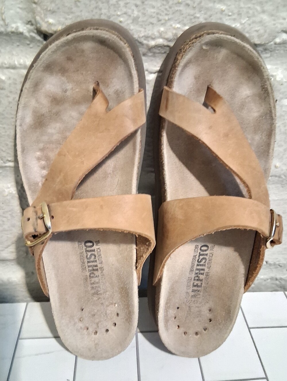 Mephisto Helen Sandals Women Tan Sz38(7)Usa Genuine Leather Made France - Picture 2 of 12